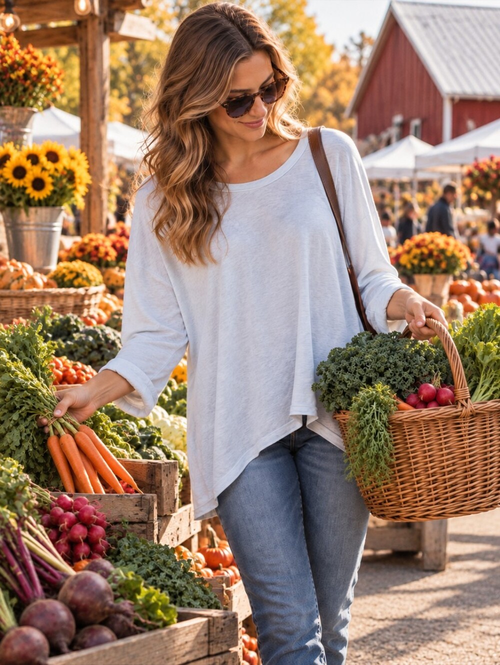 Wilt 100% Linen Long Sleeve Raw-Edge Hem Top